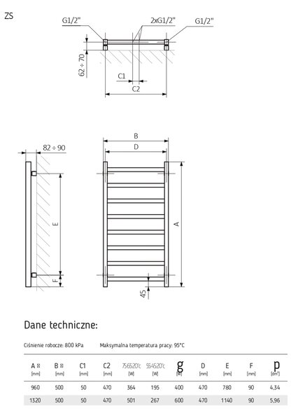 LaVita Lungo koupelnový radiátor designově 132x50 cm černá 5903918078695