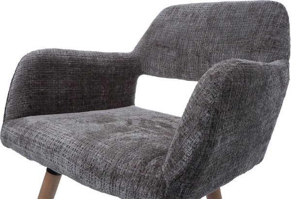 Sada 6 jídelních židlí HWC-A50 II, kuchyňská židle čalouněná židle, dřevo látka/textil šenil (465g/m²) hnědá