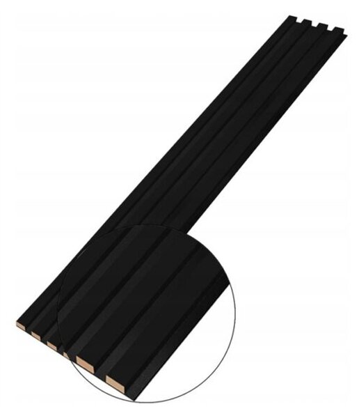 Designový akustický panel - černá - 18 cm - 4 lamely