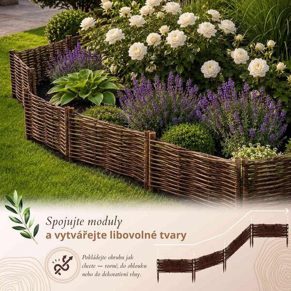Floranica 1 kus Vrbový plot 20 cm x 50 cm – Zahradní plot z vrbového proutí Palisáda Přírodní oplocení Ohraničení záhonu