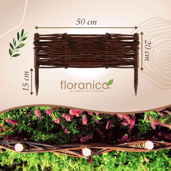 Floranica 1 kus Vrbový plot 20 cm x 50 cm – Zahradní plot z vrbového proutí Palisáda Přírodní oplocení Ohraničení záhonu