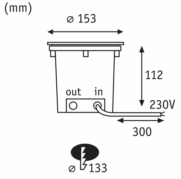 PAULMANN LED zemní svítidlo Durea IP67 kruhové 153mm 3000K 8W 230V ocel kov