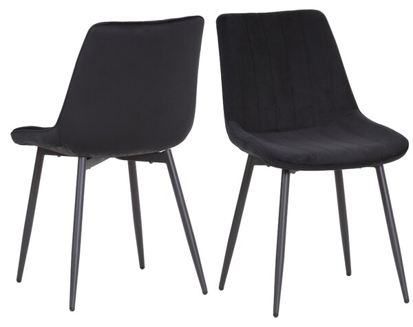 Albatros BOSA sametová židle černá - sada 2 jídelních židlí v moderním retro designu, čalouněná a ergonomická, potah testovaný DEKRA, snadná údržba