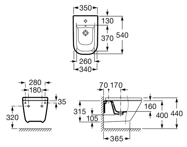 Roca Gap Square bidet závěsný bílá A357475000