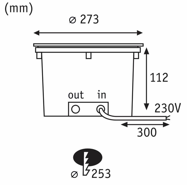 PAULMANN LED zemní svítidlo Durea IP67 kruhové 273mm 3000K 15W 230V ocel kov