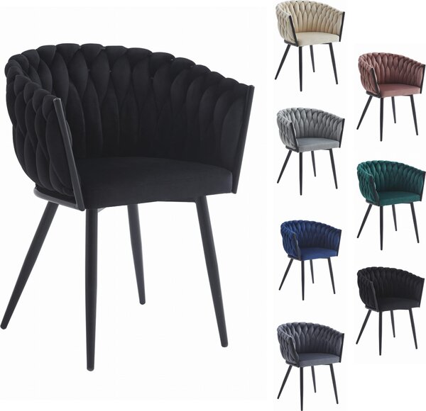 Židle ARONA čalouněná černým sametem, kovové nohy, do obývacího pokoje, jídelny, ložnice, 4 kusy, rozměry 61x79x55 cm, nosnost do 110 kg