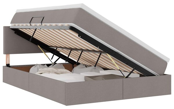 Postel s úložným prostorem a matrací Taupe 140 x 200 cm Samet 3370452