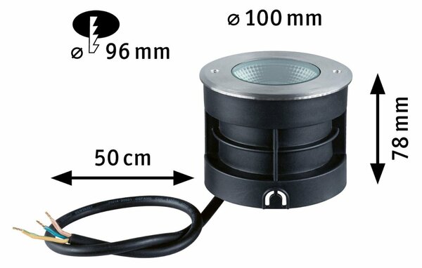 PAULMANN LED zemní svítidlo Vanea IP67 kruhové 100mm 3000K 3,5W 230V hliník hliník