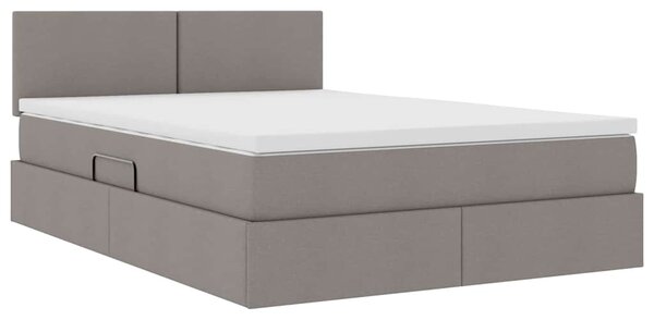 Postel s úložným prostorem a matrací Taupe 140 x 200 cm Samet 3370452