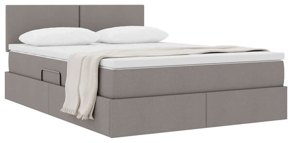 Postel s úložným prostorem a matrací Taupe 140 x 200 cm Samet 3370452