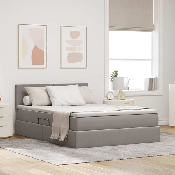 Postel s úložným prostorem a matrací Taupe 140 x 200 cm Samet 3370452