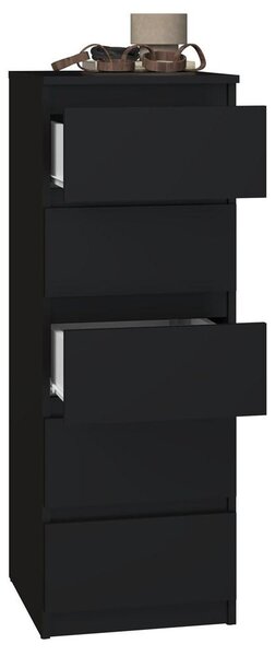 Topeshop W5 CZERŃ, Černá, 5 zásuvka/zásuvek, Dřevotřískové desky, Jednobarevný, Moderní, Dřevotřískové desky
