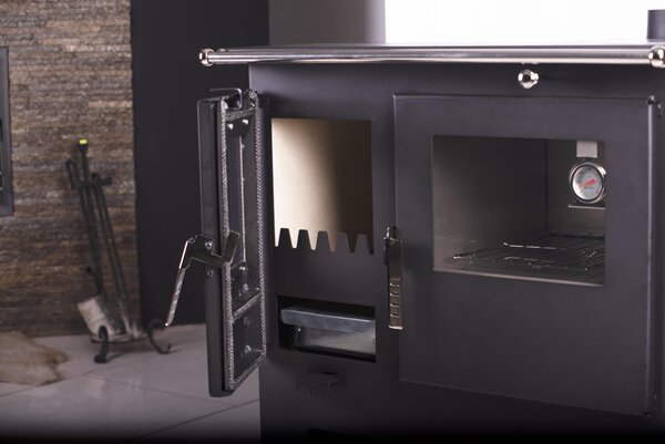 Verso CS Inox - Stylový dřevěný sporák 7,7 kW s nerezovým troubou a vařičem