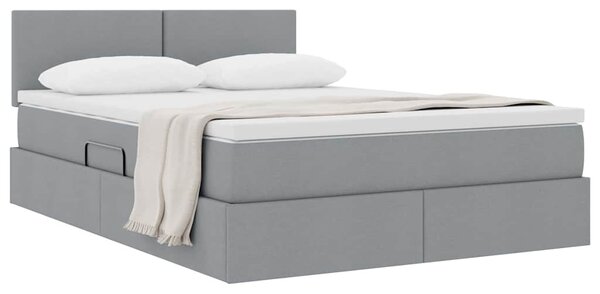 Postel s úložným prostorem a matrací Světle šedá 140 x 190 cm 3370443