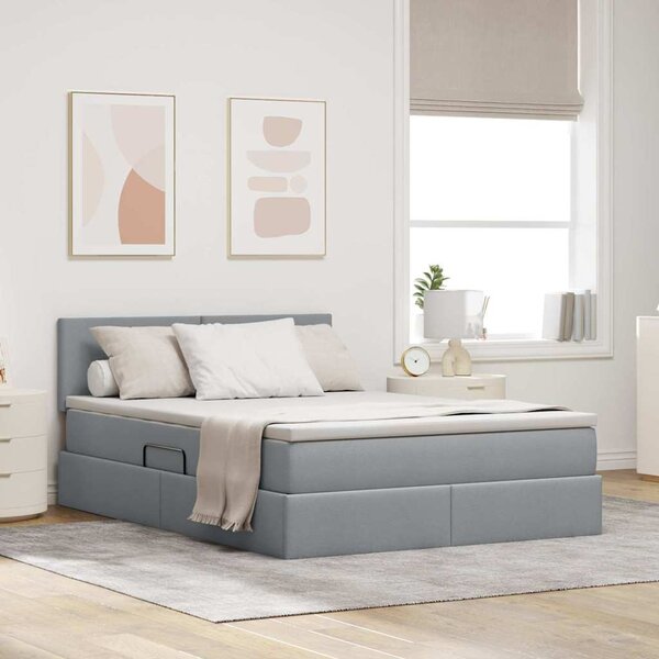 Postel s úložným prostorem a matrací Světle šedá 140 x 190 cm 3370443
