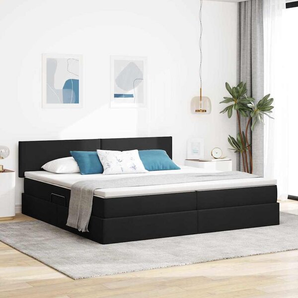 Postel s úložným prostorem a matrací Černá 200 x 200 cm Samet 3370469