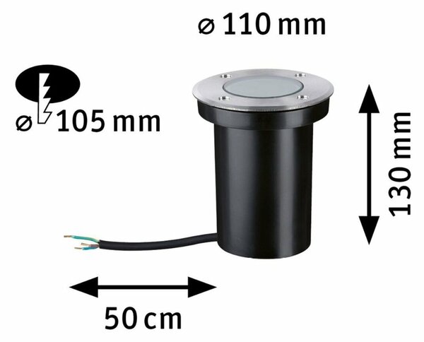 PAULMANN LED zemní svítidlo zlaté světlo neláká hmyz IP65 110mm 2200 - 2200K 4,3W 230V ocel kartáčovaný ocel/umělá hmota