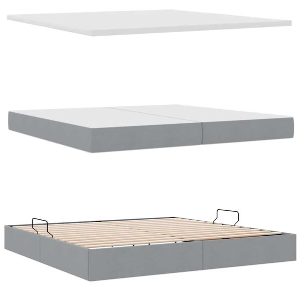 Postel s úložným prostorem a matrací Světle šedá 200 x 200 cm 3370467
