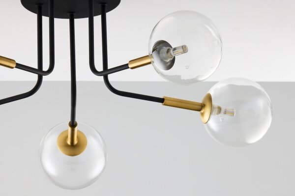 Jupiter 2040 - Lustr na tyči BURANO 5xG9/10W/230V černá/zlatá/čirá