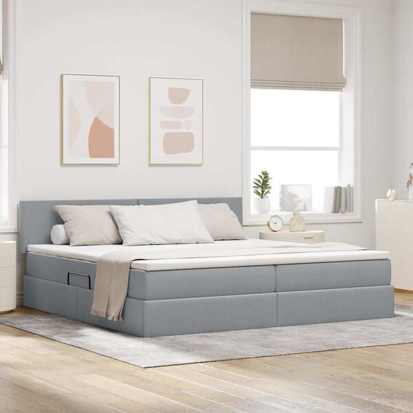 Postel s úložným prostorem a matrací Světle šedá 200 x 200 cm 3370467