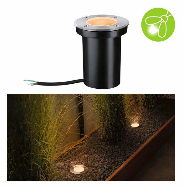 PAULMANN LED zemní svítidlo zlaté světlo neláká hmyz IP65 110mm 2200 - 2200K 4,3W 230V ocel kartáčovaný ocel/umělá hmota