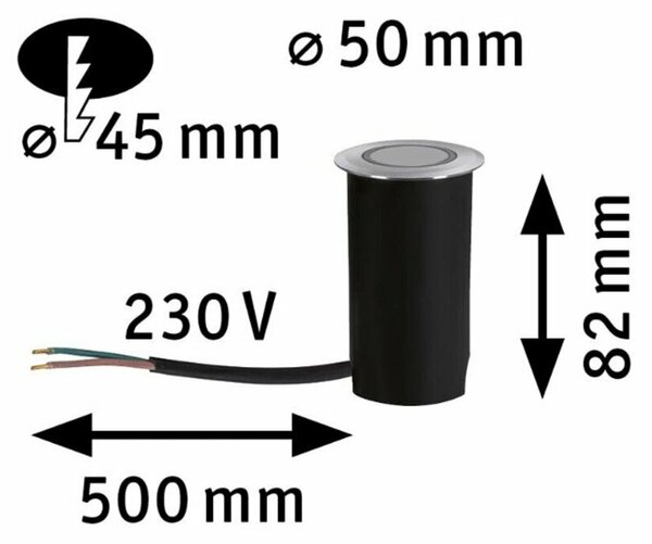 PAULMANN LED zemní svítidlo zlaté světlo neláká hmyz IP67 kruhové 50mm 2200K 2,2W 230V hliník umělá hmota/kov 947.27