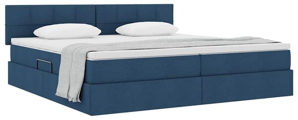 Postel s úložným prostorem a matrací Modrá 200 x 200 cm Samet 3370535