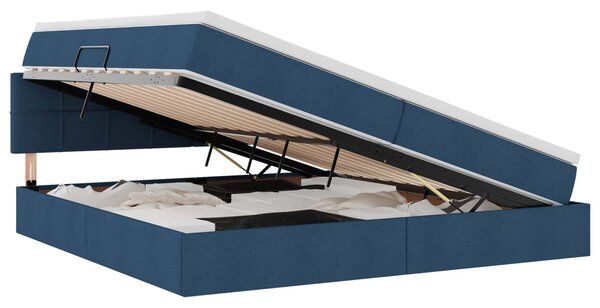 Postel s úložným prostorem a matrací Modrá 200 x 200 cm Samet 3370535