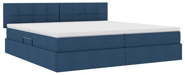 Postel s úložným prostorem a matrací Modrá 200 x 200 cm Samet 3370535