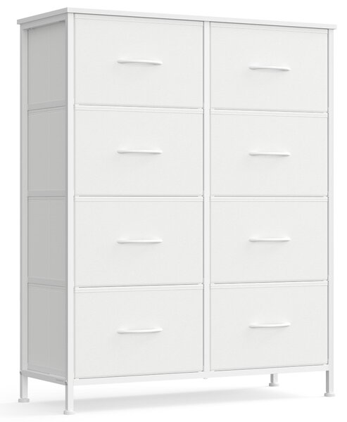 SONGMICS Komoda, skříň, 8 látkových zásuvek, do ložnice, předsíně, obývacího pokoje, bílá