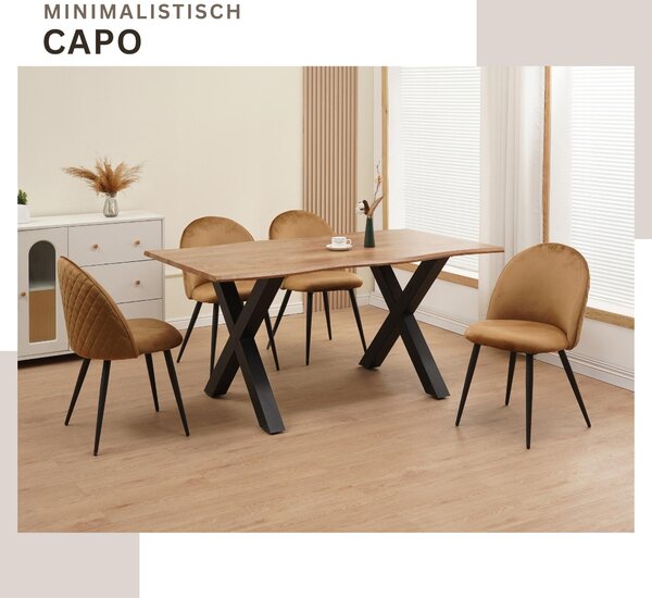 Židle do jídelny Albatros se sametovým potahem sada 4 židlí CAPO, hnědá - stylový vintage design, moderní elegantní čalouněná židle k jídelnímu stolu - židle do kuchyně nebo jídelny s vysokou nosností