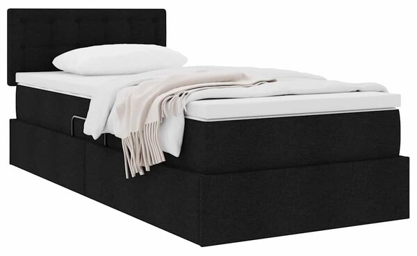 Postel s úložným prostorem a matrací Černá 90 x 200 cm Samet 3370610