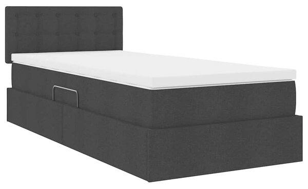 Postel s úložným prostorem a matrací Černá 90 x 200 cm Samet 3370610