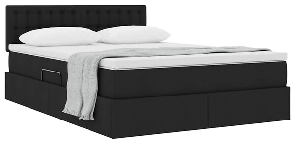 Postel s úložným prostorem a matrací Černá 140 x 190 cm Samet 3370634