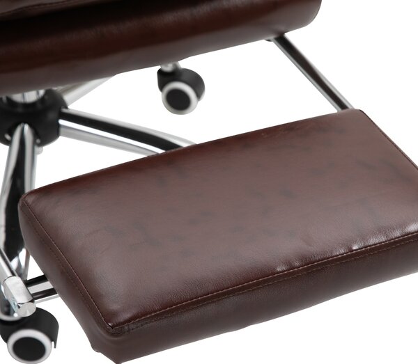 Ergonomická kancelářská židle Vinsetto z umělé kůže, otočná židle s nastavitelnou výškou, sklonem 135° a sklápěcím podnožním základem pro studium a pr