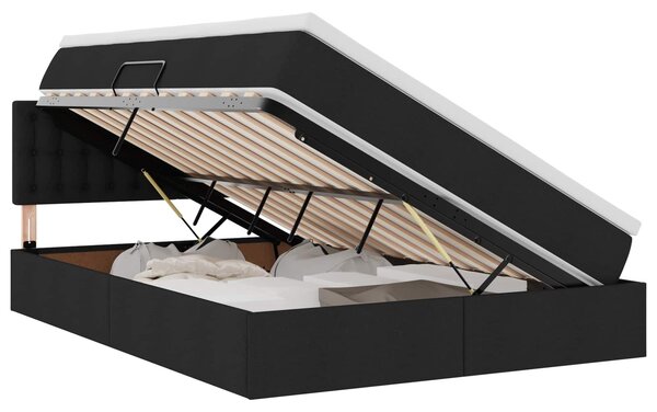 Postel s úložným prostorem a matrací Černá 140 x 190 cm Samet 3370634