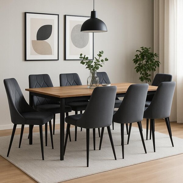 Ekspand | Židle Glamour LR-08 - Velours Grey - Čalouněná - Elegantní design - Vysoce kvalitní čalounění
