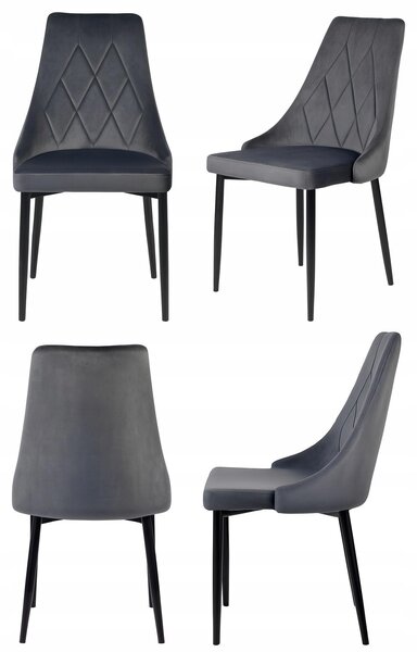 Ekspand | Židle Glamour LR-08 - Velours Grey - Čalouněná - Elegantní design - Vysoce kvalitní čalounění