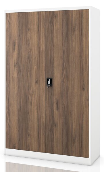 Kovová kancelářská skříň na spisy bílá / ořech, 1150x1850x400 mm: JAN II Eco Design