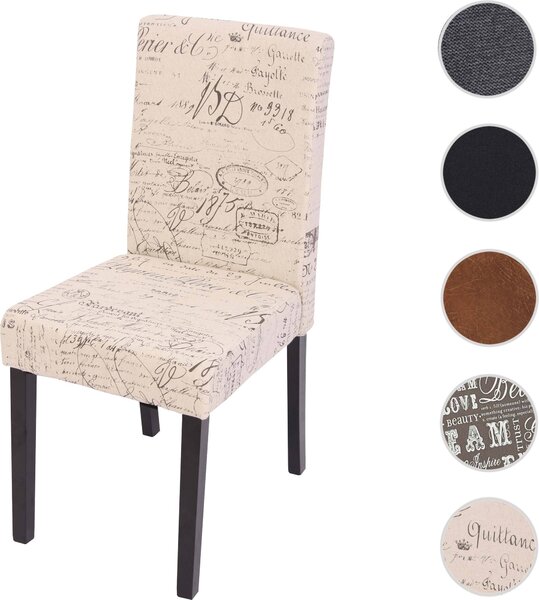 Jídelní židle Littau, kuchyňská židle židle, látka/textil psaní krémová, tmavé nohy