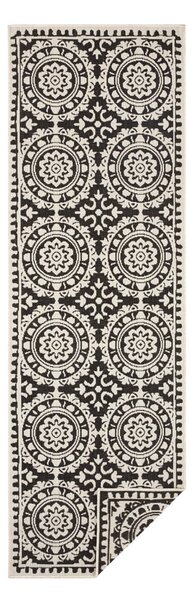 Černo-krémový venkovní koberec NORTHRUGS Jardin, 80 x 350 cm