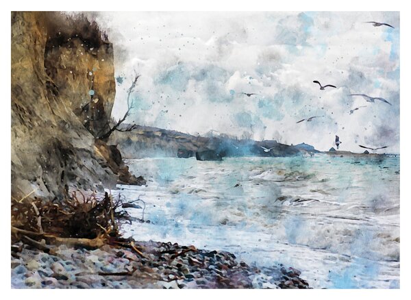 Skleněný obraz - Útes, akvarel (70x50 cm)