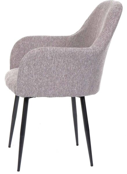 Sada 2 jídelních židlí HWC-F18, židle kuchyňská židle, retro design látka/textil šedá, černé nohy