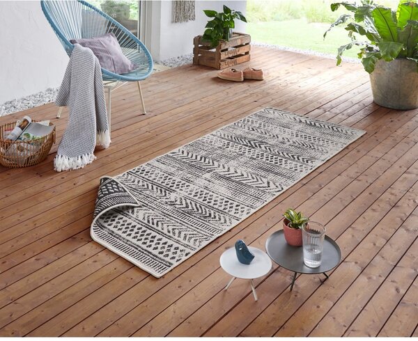 Černo-krémový venkovní koberec NORTHRUGS Biri, 80 x 350 cm