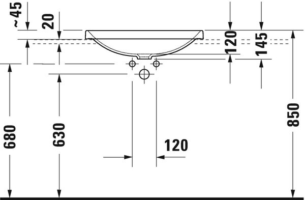 Duravit D-Neo umyvadlo 60x44 cm obdélníkový zápustný bílá 0358600079