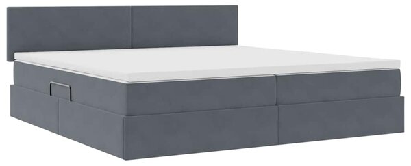 Postel s úložným prostorem s čelo Tmavě šedá 200 x 200 cm samet 3370720