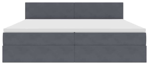 Postel s úložným prostorem s čelo Tmavě šedá 200 x 200 cm samet 3370720