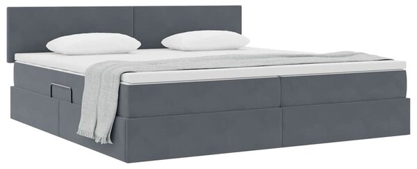 Postel s úložným prostorem s čelo Tmavě šedá 200 x 200 cm samet 3370720