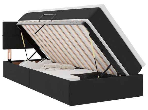 LED postel s úložným prostorem a matrací Černá 90 x 190 cm 3371363