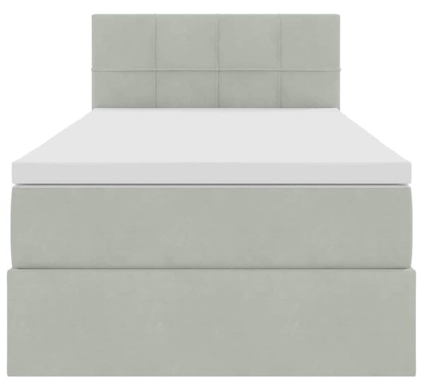 Postel s úložným prostorem s čelo Světle šedá 90 x 200 cm samet 3370731